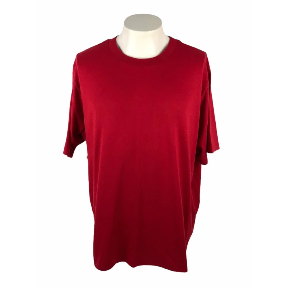 Vintage Men 2XL Shirt Single Stitch Red Made In USA Cotton Blend Blank 50/50 EUC